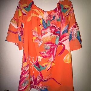 NWT Flying Tomato Mini Dres Orange Floral Size Small S Tropical Resortwear Boho
